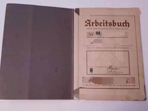 Deutsches Reich Arbeitsbuch Bereich Niederbarnim-Osthavelland