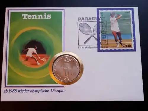 Numisbrief Paraguay Boris Becker Tennis - ab 1988 wieder olympische Disziplin