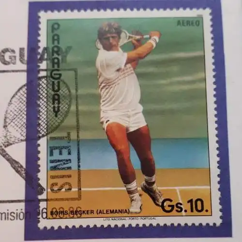 Numisbrief Paraguay Boris Becker Tennis - ab 1988 wieder olympische Disziplin