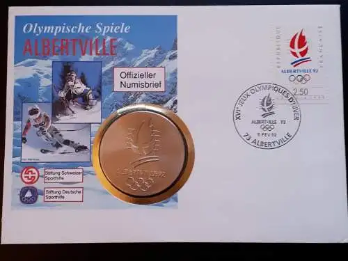 Numisbrief Frankreich Olympische Spiele Albertville 1992