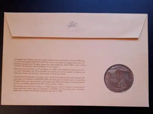 Numisbrief Portugal 500.Jahrestag der Entdeckung Amerikas