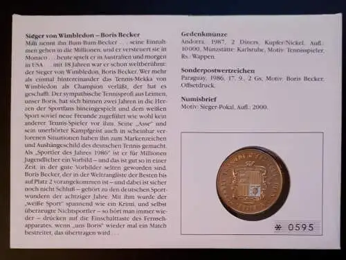 Numisbrief Paraguay Boris Becker Sieger von Wimbledon