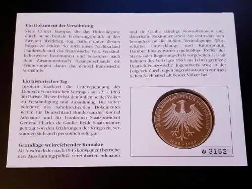 Numisbrief BRD 30 Jahre deutsch-französischer Vertrag