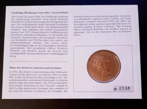 Numisbrief BRD 500 Jahre Amerika