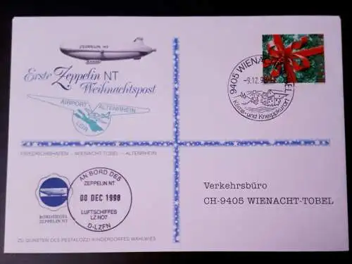 Zeppelinpost Schweiz 1998 Zeppelin NT 1.Weihnachtspost mit Bordstempel