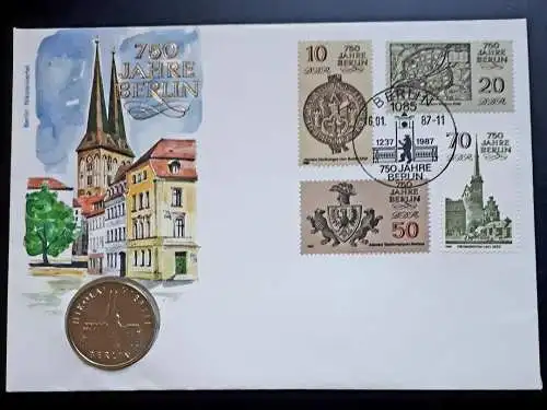 DDR Numisbrief 750 Jahre Berlin Nikolaiviertel