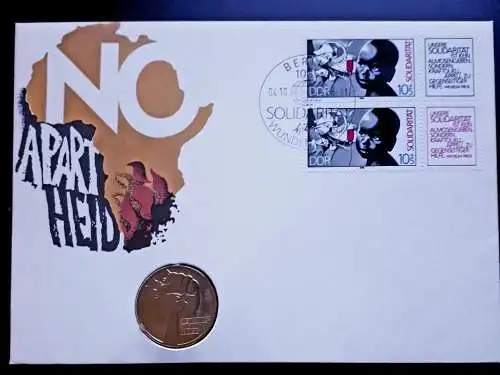 DDR Numisbrief No Apartheid 