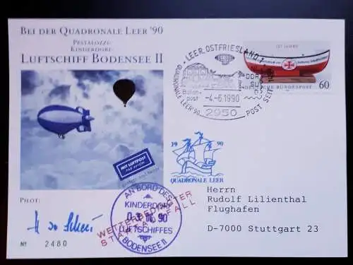 Zeppelinpost Luftschiff Bodensee II bei der Quadronale Leer 1990