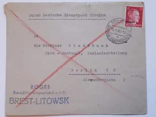 Brief DR Dienstpost Ukraine von Brest nach Berlin 1943