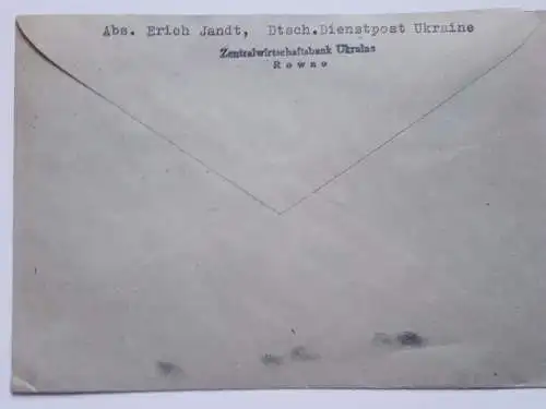 Brief DR Dienstpost Ukraine von Rowno nach Berlin 1942