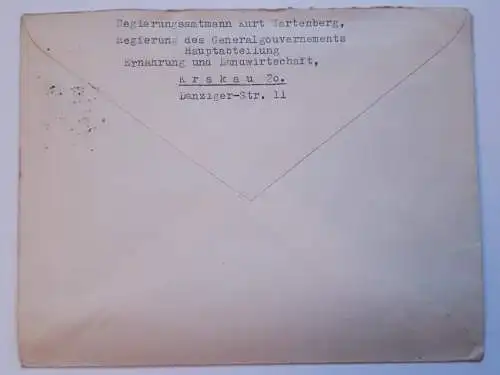 Brief DR Generalgouvernement Dienstpost von Krakau nach Berlin 1942