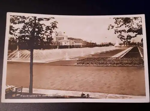 Ansichtskarte Düsseldorf Reichsausstellung Schaffendes Volk - Wasserspiele in der Gartenschau