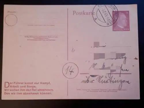 Deutsches Reich Ganzsache Postkarte