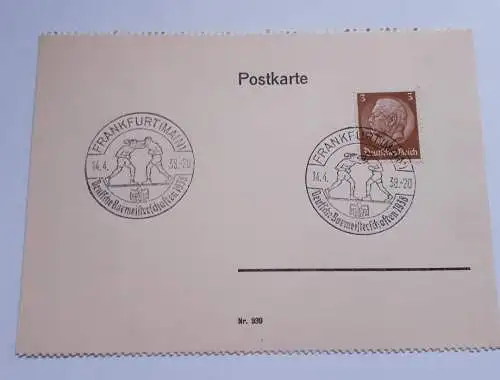 Postkarte Deutsches Reich mit Sonderstempel Deutsche Boxmeisterschaften 1938