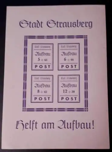 Deutsche Lokalausgabe 1946 Blockausgabe Stadt Strausberg Block 1 Typ II