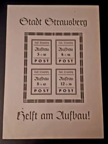 Deutsche Lokalausgabe 1946 Blockausgabe Stadt Strausberg Block 2 Typ I