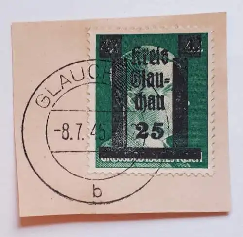 Deutsche Lokalausgabe 1945 Glauchau auf Briefausschnitt Mi.Nr.12