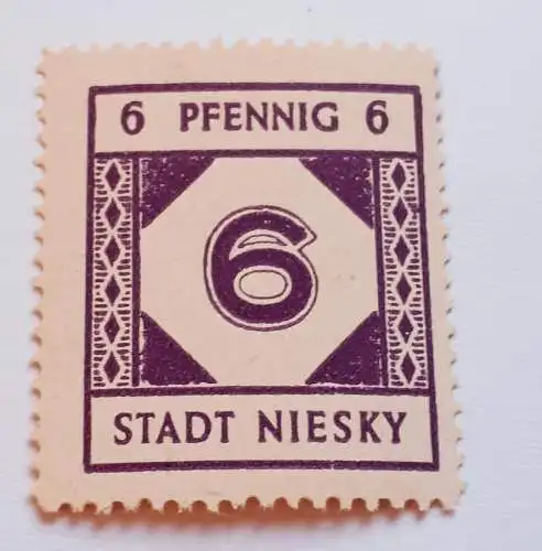 Deutsche Lokalausgabe Niesky/Oberlausitz 6 Pfennig 1945 Mi.Nr.1