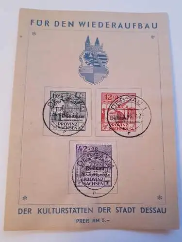 Spendenkarte Wiederaufbau Dessau 1946