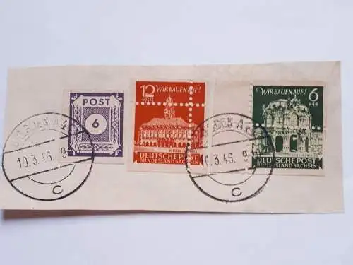 SBZ Ostsachsen 1946 auf Briefausschnitt