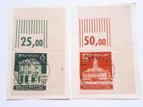 SBZ Ostsachsen 1946 auf Briefausschnitt Mi.Nr.64a A und 65a A