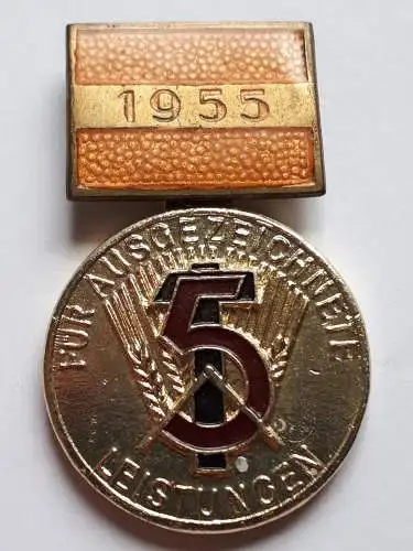 DDR Abzeichen Für ausgezeichnete Leistungen im 5 Jahres Plan 1955