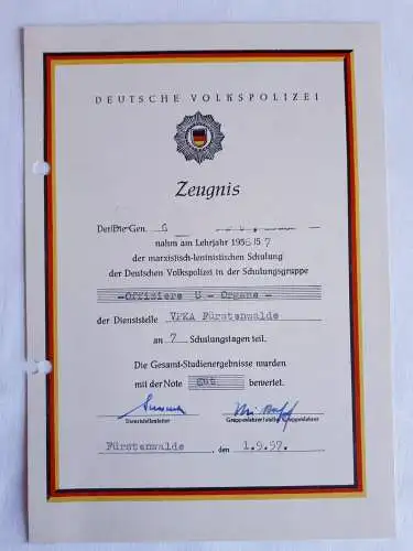 DDR MdI VoPo Zeugnis Urkunden von 1957