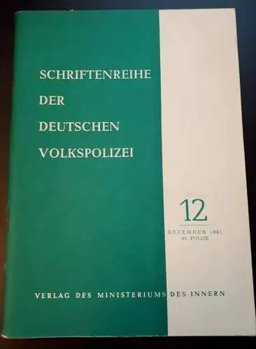 Schriftenreihe der Deutschen Volkspolizei 1961