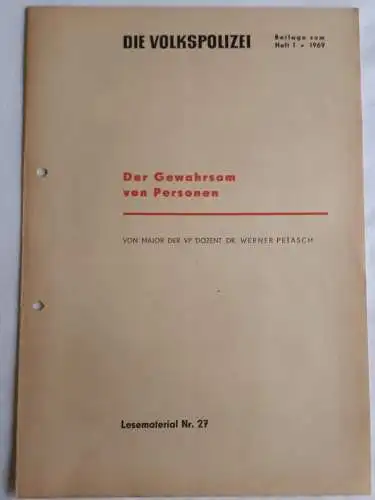Die Volkspolizei Beilag zum Heft 1-1969