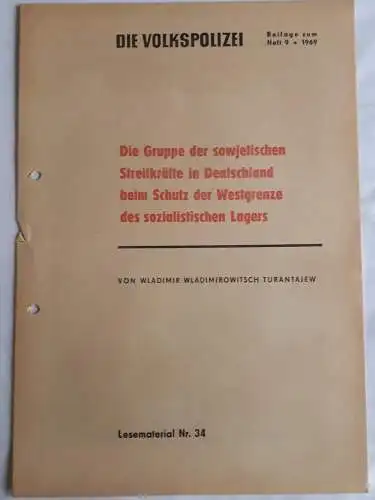 Die Volkspolizei Beilag zum Heft 9-1969