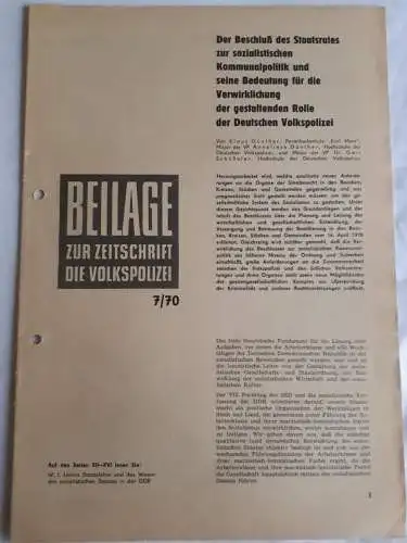 Die Volkspolizei Beilag zum Heft 7-1970