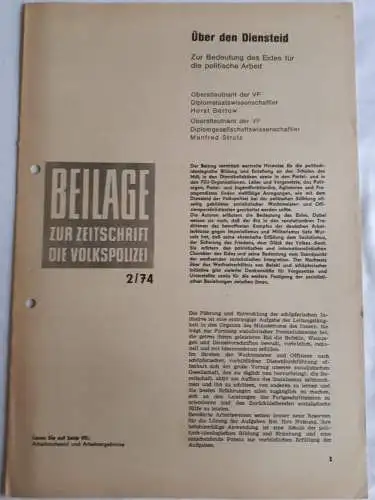 Die Volkspolizei Beilag zum Heft 2-1974