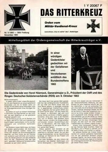 Das Ritterkreuz-Mitteilungsblatt der OG der Ritterkreuzträger e.V. 4-1983