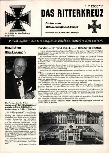 Das Ritterkreuz-Mitteilungsblatt der OG der Ritterkreuzträger e.V. 1-1984