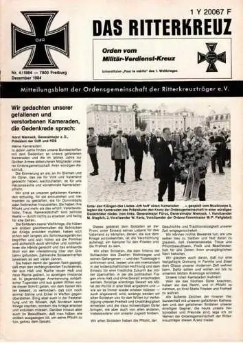 Das Ritterkreuz-Mitteilungsblatt der OG der Ritterkreuzträger e.V. 4-1984