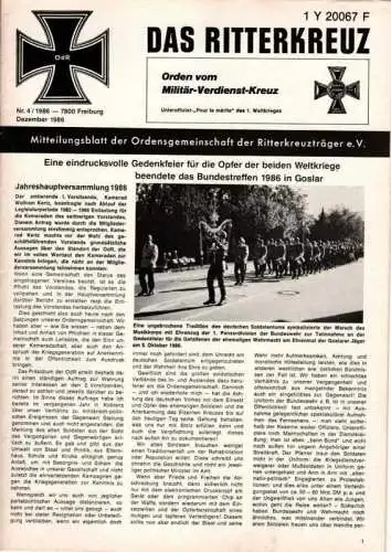 Das Ritterkreuz-Mitteilungsblatt der OG der Ritterkreuzträger e.V. 4-1986