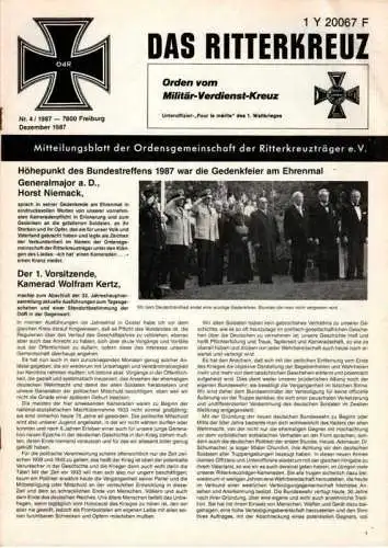 Das Ritterkreuz-Mitteilungsblatt der OG der Ritterkreuzträger e.V. 4-1987