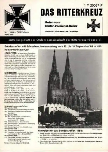 Das Ritterkreuz-Mitteilungsblatt der OG der Ritterkreuzträger e.V. 1-1988