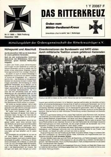 Das Ritterkreuz-Mitteilungsblatt der OG der Ritterkreuzträger e.V. 4-1988