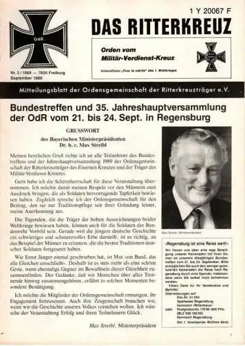 Das Ritterkreuz-Mitteilungsblatt der OG der Ritterkreuzträger e.V. 3-1989