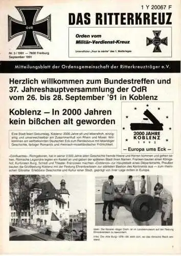 Das Ritterkreuz-Mitteilungsblatt der OG der Ritterkreuzträger e.V. 3-1991