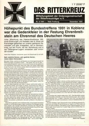 Das Ritterkreuz-Mitteilungsblatt der OG der Ritterkreuzträger e.V. 4-1991