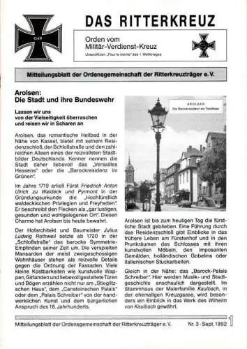 Das Ritterkreuz-Mitteilungsblatt der OG der Ritterkreuzträger e.V. 3-1992