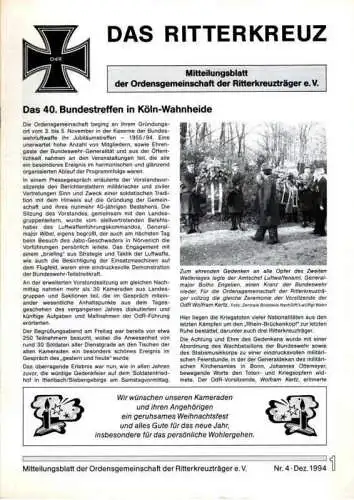 Das Ritterkreuz-Mitteilungsblatt der OG der Ritterkreuzträger e.V. 4-1994
