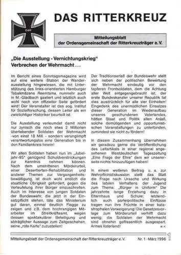 Das Ritterkreuz-Mitteilungsblatt der OG der Ritterkreuzträger e.V. 1-1996