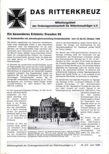 Das Ritterkreuz-Mitteilungsblatt der OG der Ritterkreuzträger e.V. 2+3-1996