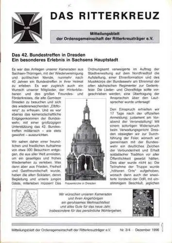 Das Ritterkreuz-Mitteilungsblatt der OG der Ritterkreuzträger e.V. 3+4-1996