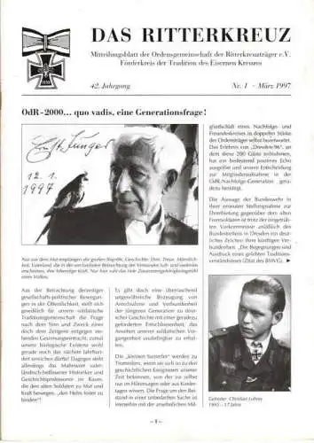 Das Ritterkreuz-Mitteilungsblatt der OG der Ritterkreuzträger e.V. 1-1997