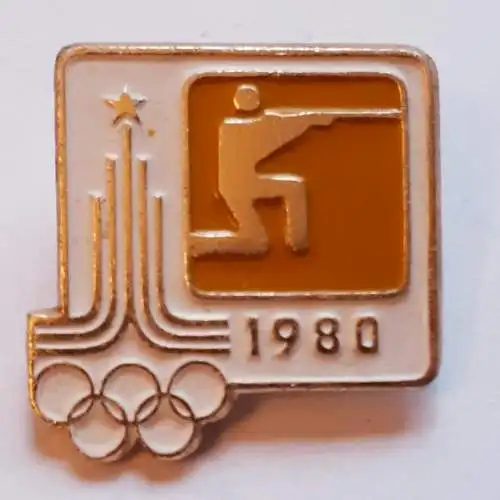 Anstecker Olympische Sommerspiele 1980 Moskau Gewehrschießen knieend