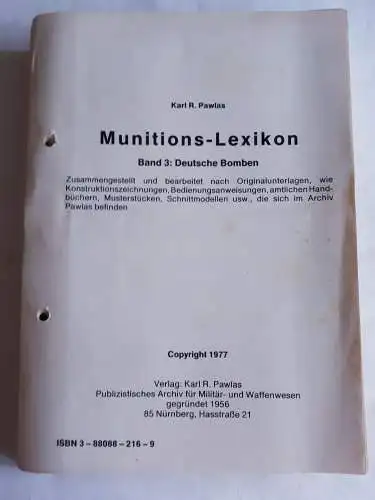 Munitionslexikon Band 3 Karl R.Pawlas